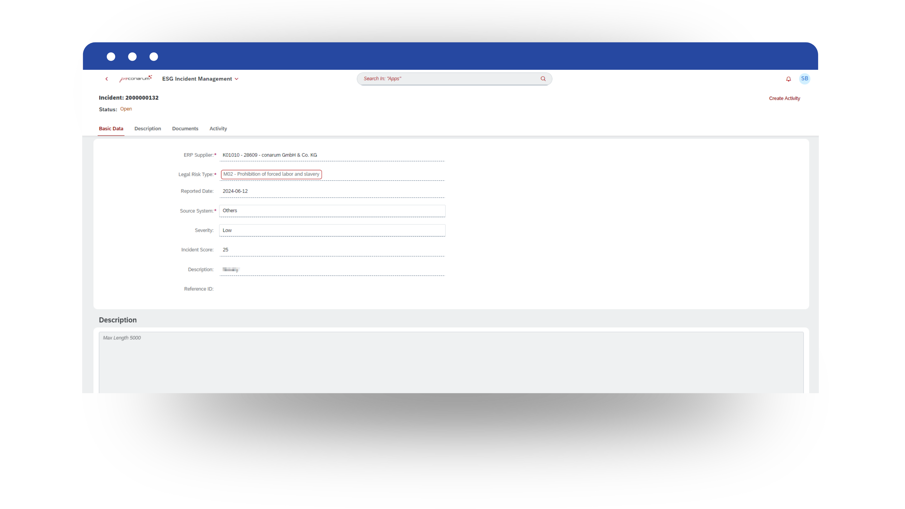 Prosustain ESG Incident Management application